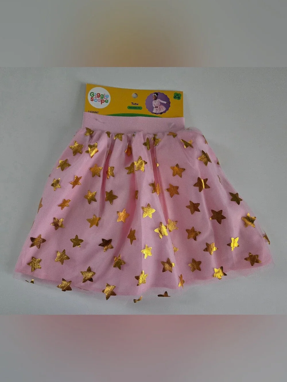 NEW Gigglescape Pretend Play Tutu Pink Gold Stars Girls Adjustable Fit Ages 2-6